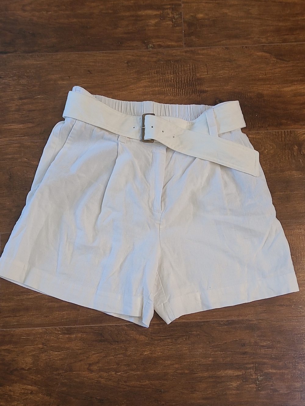 Rachel Zoe White High-Waist Paperbag Belted Shorts Size 6